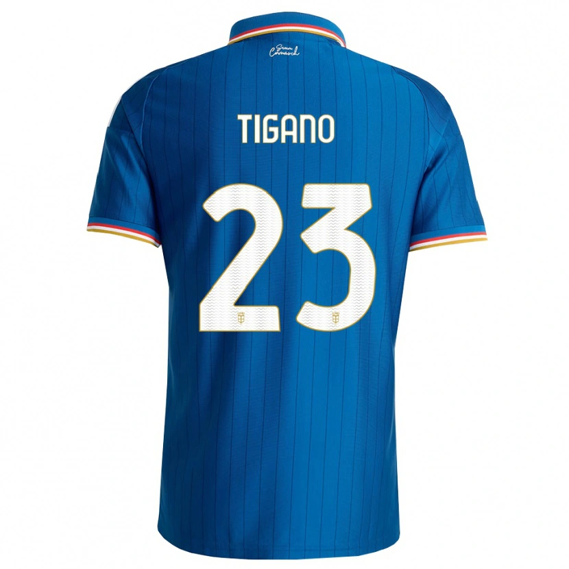 Danxen Dames Achille Tigano #23 Blauw Wit Rood Thuisshirt Thuistenue 2026/27 T-Shirt België