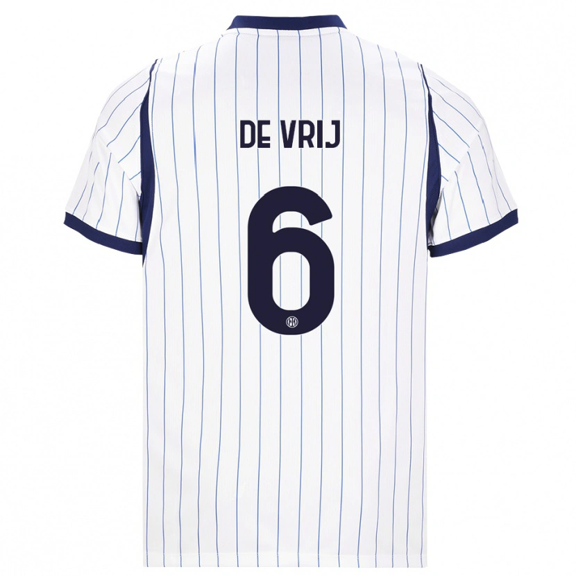 Danxen Dames Stefan De Vrij #6 Wit Marineblauw Uitshirt Uittenue 2026/27 T-Shirt België