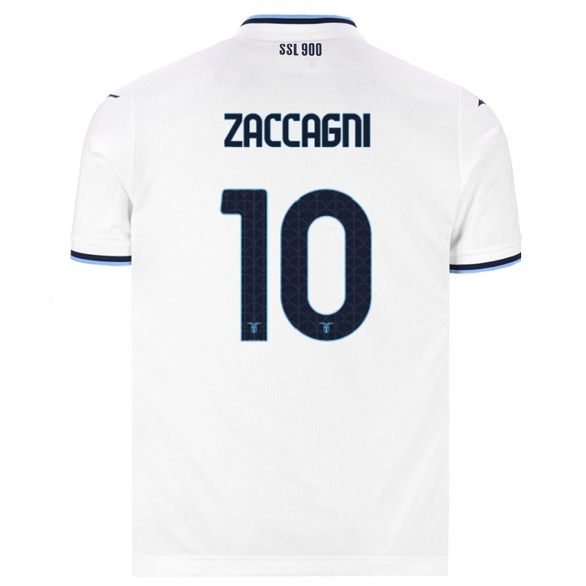 Danxen Dames Mattia Zaccagni #10 Wit Marineblauw Uitshirt Uittenue 2026/27 T-Shirt België