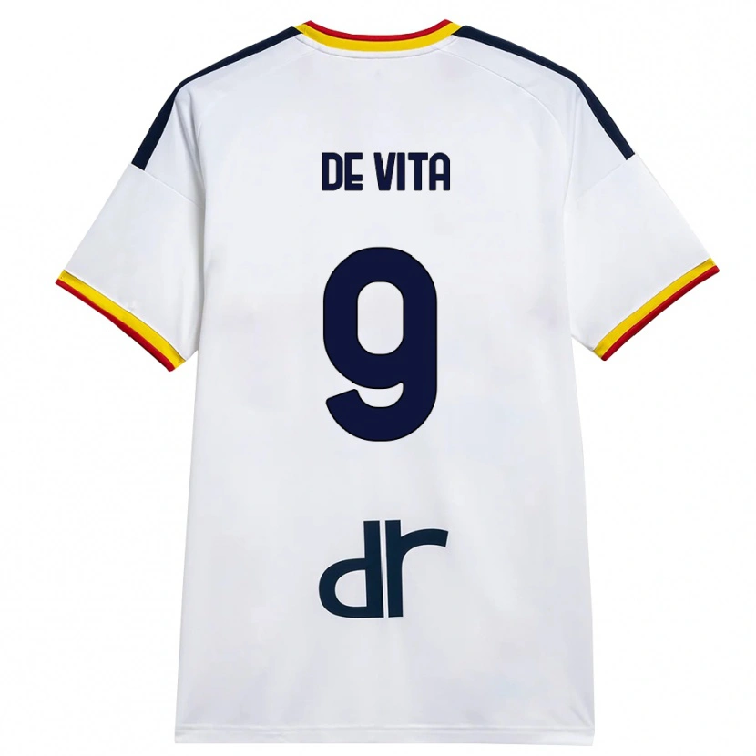 Danxen Dames Mattia De Vita #9 Wit Geel Rood Uitshirt Uittenue 2026/27 T-Shirt België