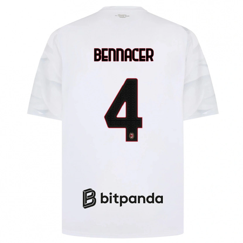 Danxen Dames Ismael Bennacer #4 Wit Rood Zwart Uitshirt Uittenue 2026/27 T-Shirt België