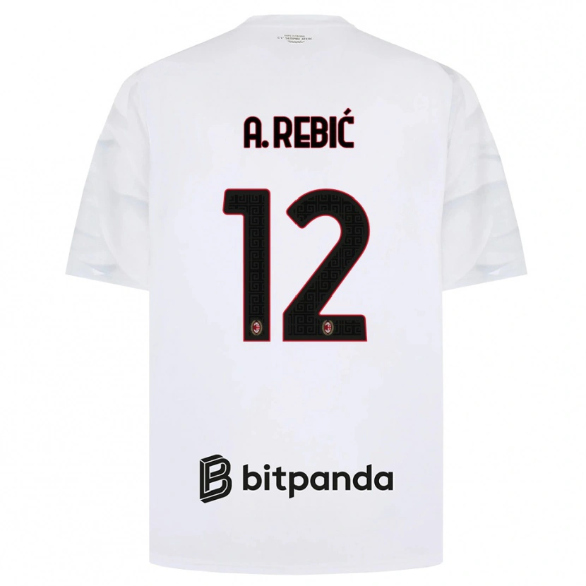 Danxen Dames Ante Rebic #12 Wit Rood Zwart Uitshirt Uittenue 2026/27 T-Shirt België