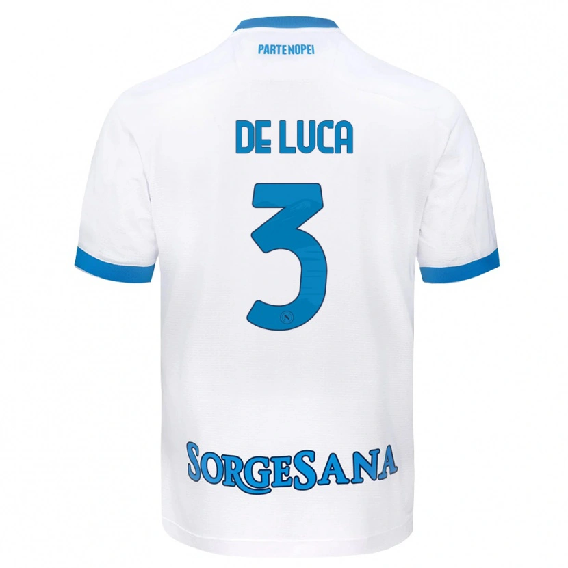 Danxen Dames Alfonso De Luca #3 Wit Hemelsblauw Uitshirt Uittenue 2026/27 T-Shirt België