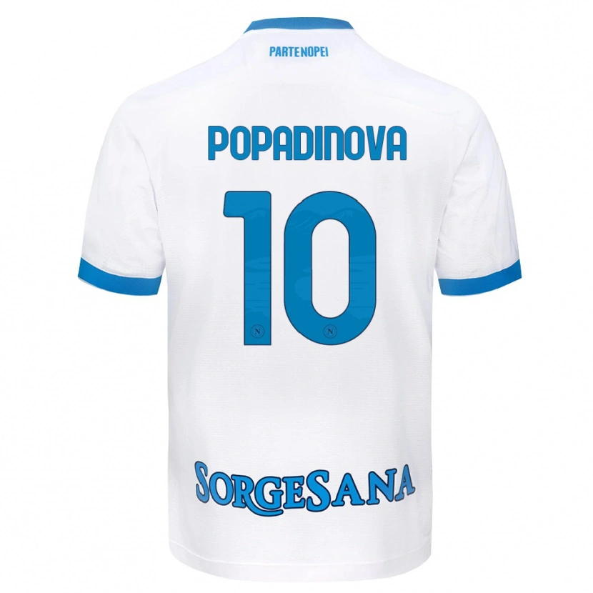 Danxen Dames Evdokiya Popadinova #10 Wit Hemelsblauw Uitshirt Uittenue 2026/27 T-Shirt België