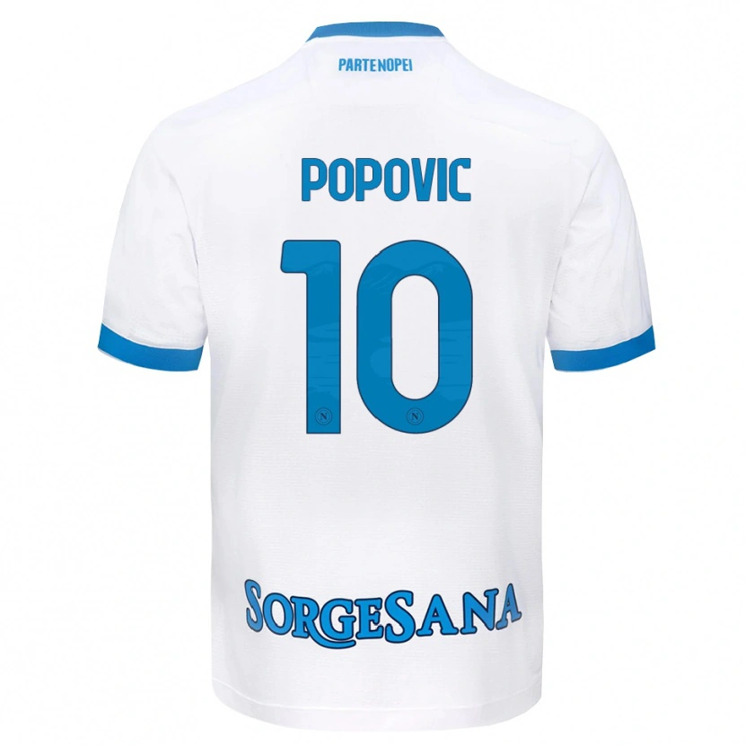 Danxen Dames Matija Popovic #10 Wit Hemelsblauw Uitshirt Uittenue 2026/27 T-Shirt België