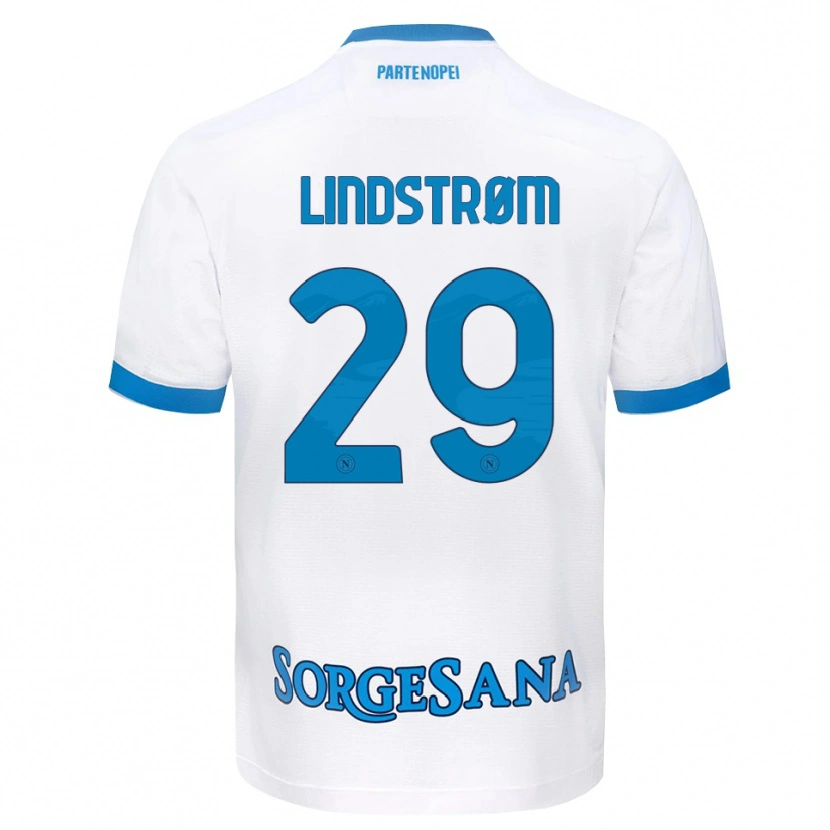 Danxen Dames Jesper Lindstrøm #29 Wit Hemelsblauw Uitshirt Uittenue 2026/27 T-Shirt België