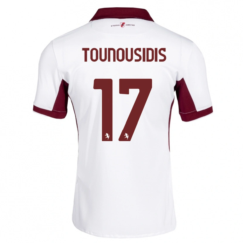 Danxen Dames Kyriakos Tounousidis #17 Bordeauxrood Wit Rood Uitshirt Uittenue 2026/27 T-Shirt België
