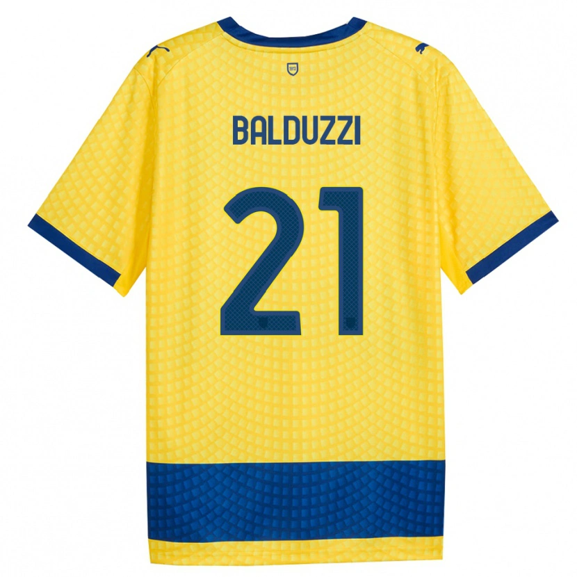 Danxen Dames Davide Balduzzi #21 Geel Blauw Zwart Uitshirt Uittenue 2026/27 T-Shirt België