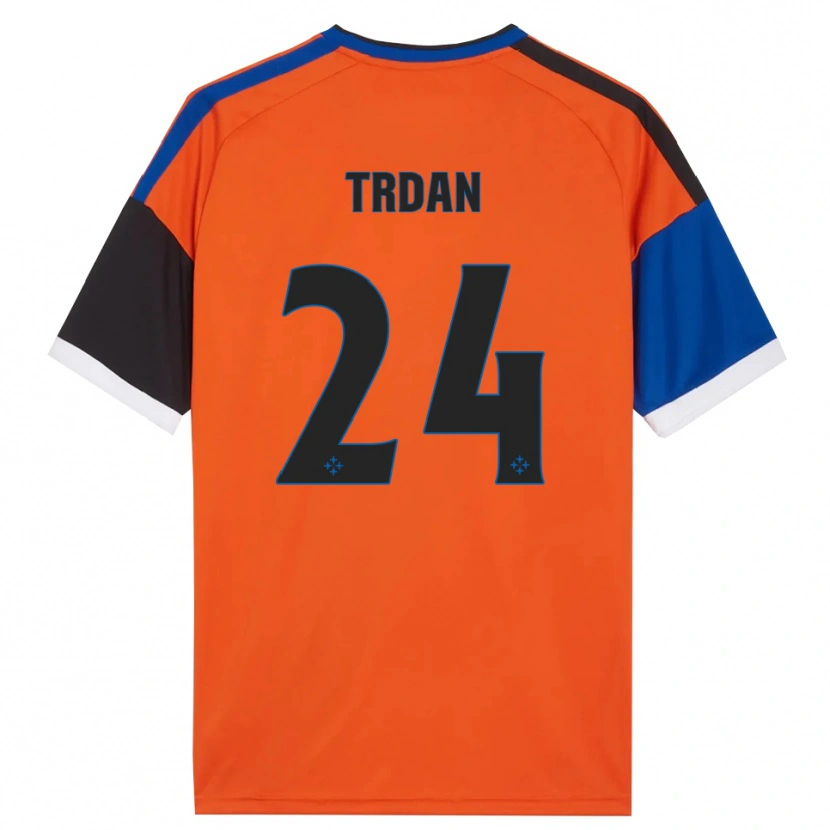 Danxen Dames Miha Trdan #24 Oranje Blauw Zwart Wit Uitshirt Uittenue 2026/27 T-Shirt België