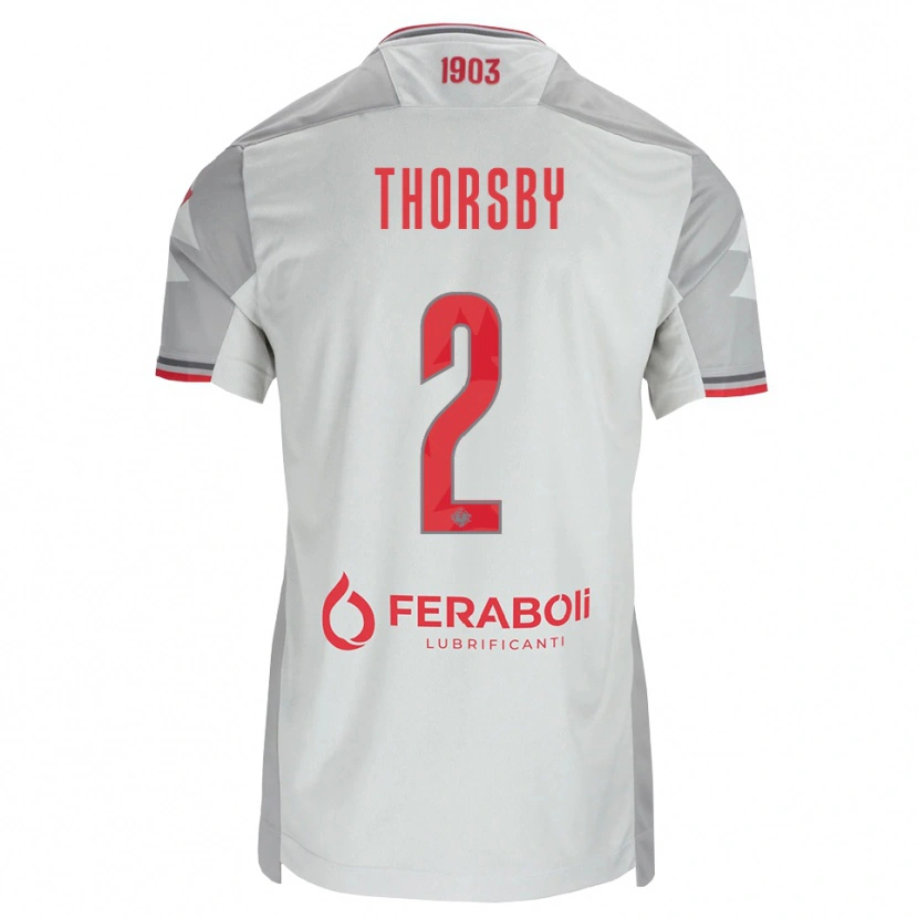 Danxen Dames Morten Thorsby #2 Grijs Wit Rood Uitshirt Uittenue 2026/27 T-Shirt België