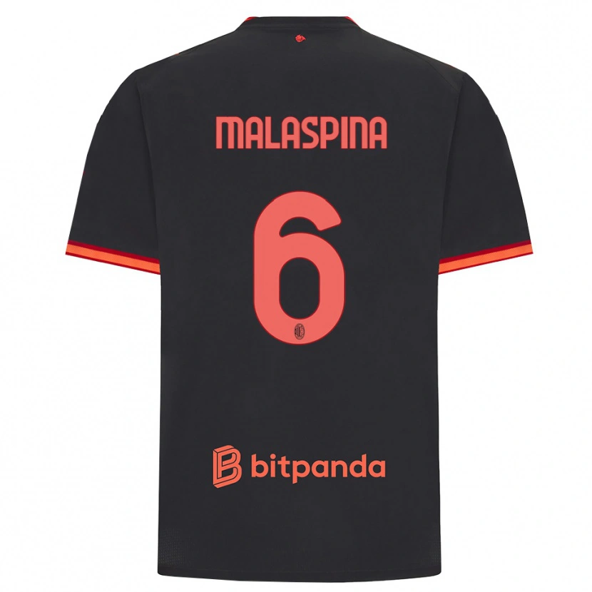 Danxen Dames Mattia Malaspina #6 Zwart Rood Thuisshirt Derde Tenue 2026/27 T-Shirt België