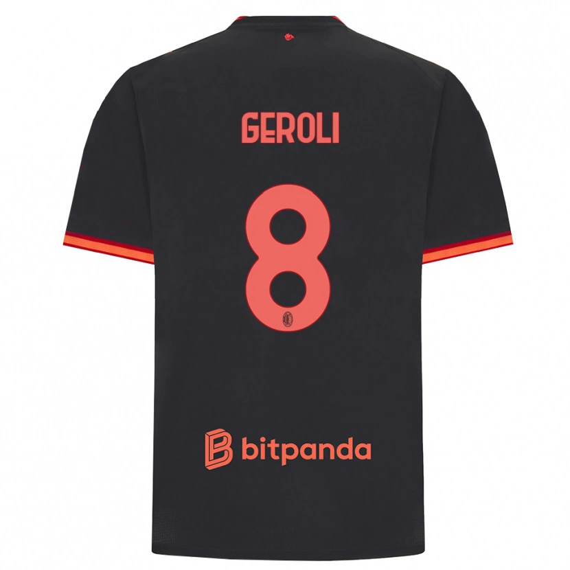 Danxen Dames Matteo Geroli #8 Zwart Rood Thuisshirt Derde Tenue 2026/27 T-Shirt België