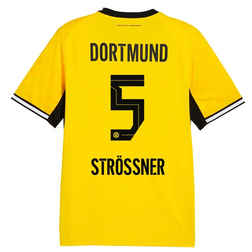 Danxen Kinderen Lenni Strößner #5 Geel Zwart Wit Thuisshirt Thuistenue 2026/27 T-Shirt België