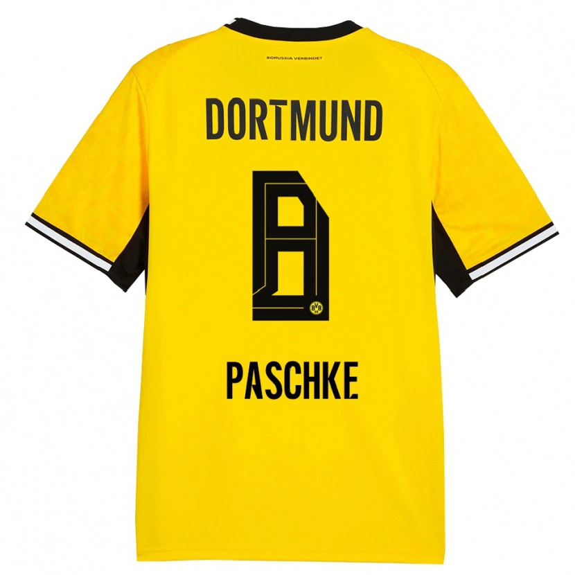Danxen Kinderen Felix Paschke #8 Geel Zwart Wit Thuisshirt Thuistenue 2026/27 T-Shirt België