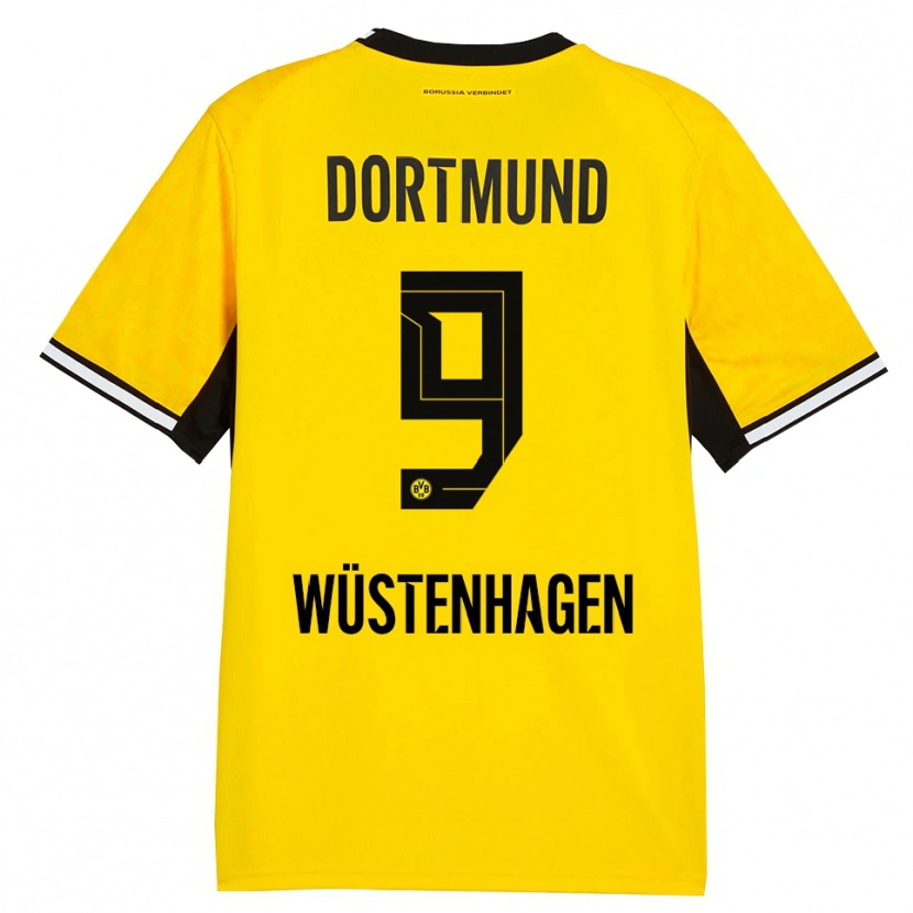 Danxen Kinderen Bennedikt Wüstenhagen #9 Geel Zwart Wit Thuisshirt Thuistenue 2026/27 T-Shirt België