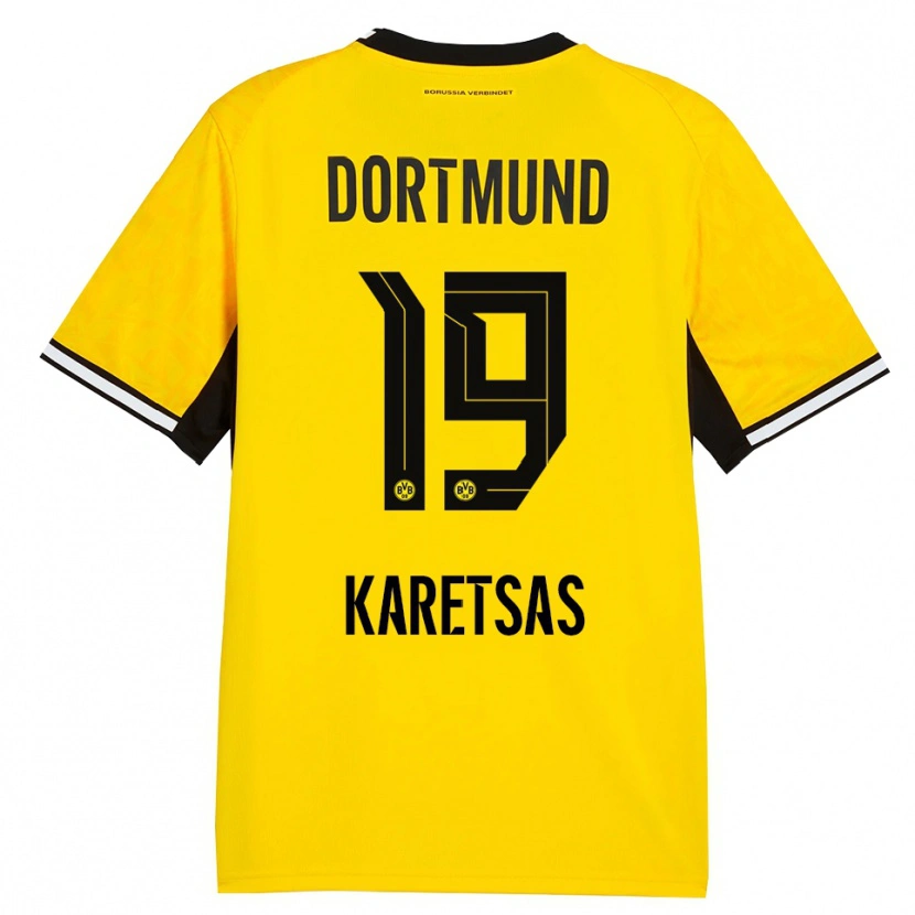 Danxen Kinderen Konstantinos Karetsas #19 Geel Zwart Wit Thuisshirt Thuistenue 2026/27 T-Shirt België