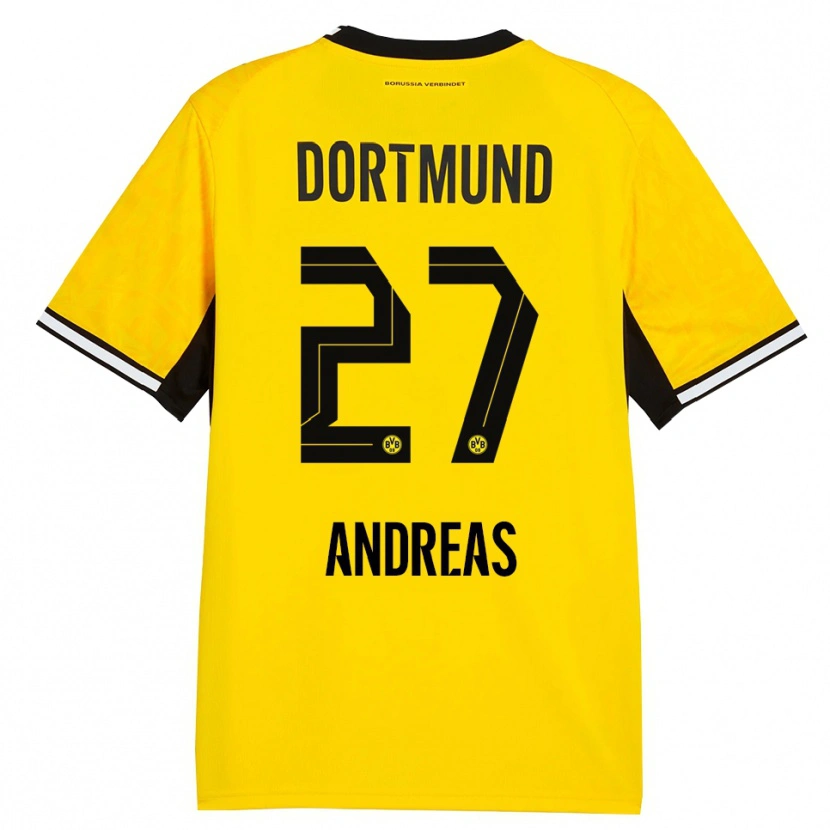 Danxen Kinderen Kuno Andreas #27 Geel Zwart Wit Thuisshirt Thuistenue 2026/27 T-Shirt België
