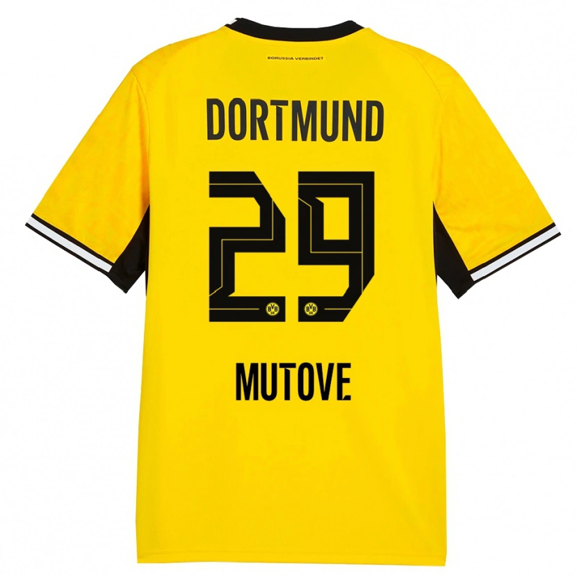 Danxen Kinderen Kevin Mutove #29 Geel Zwart Wit Thuisshirt Thuistenue 2026/27 T-Shirt België