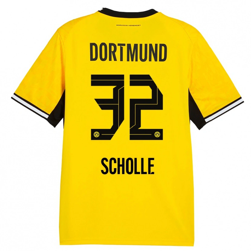 Danxen Kinderen Mia Scholle #32 Geel Zwart Wit Thuisshirt Thuistenue 2026/27 T-Shirt België
