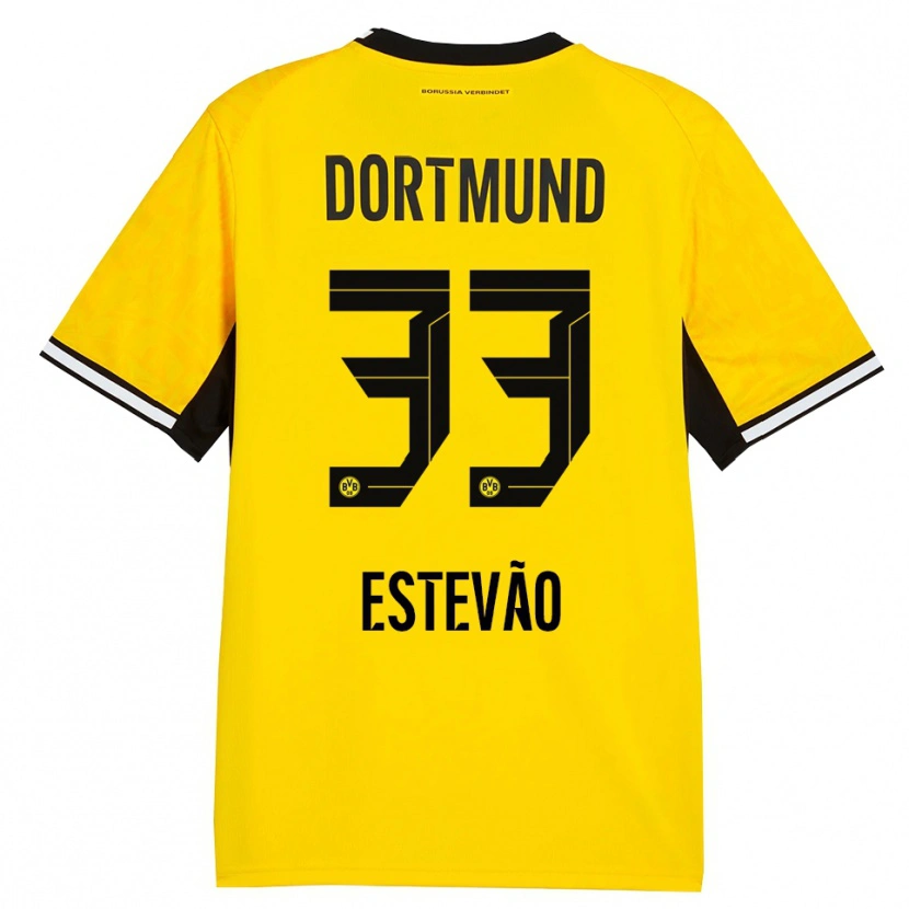 Danxen Kinderen Tiago Estevão #33 Geel Zwart Wit Thuisshirt Thuistenue 2026/27 T-Shirt België