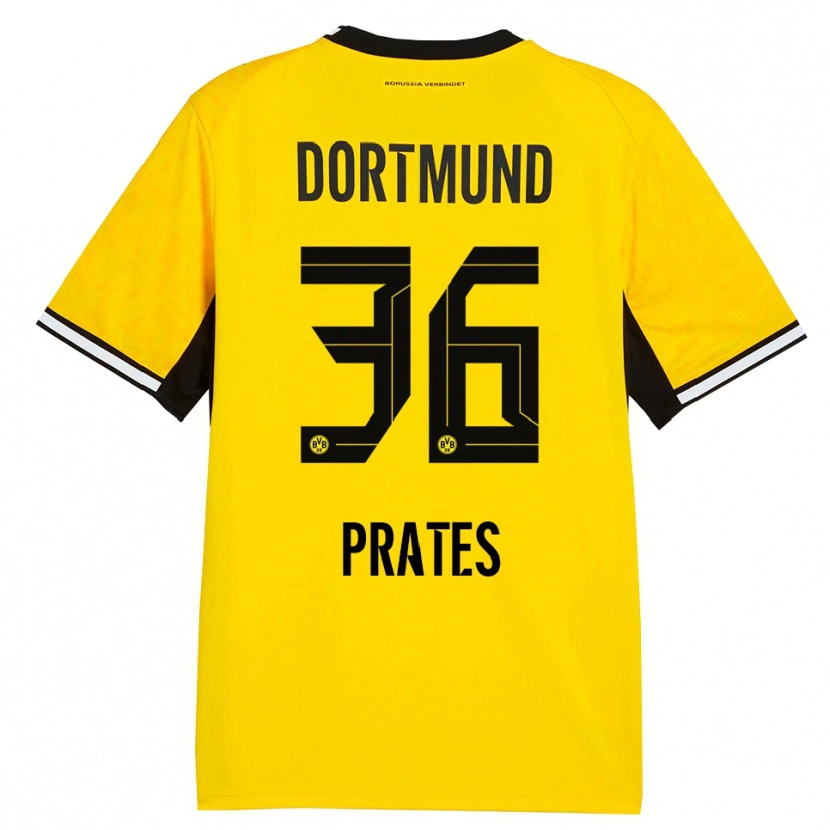 Danxen Kinderen Kauã Prates #36 Geel Zwart Wit Thuisshirt Thuistenue 2026/27 T-Shirt België