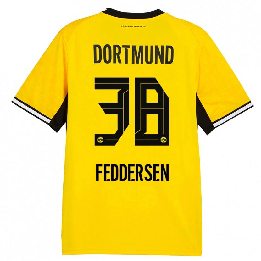 Danxen Kinderen Jonas Feddersen #38 Geel Zwart Wit Thuisshirt Thuistenue 2026/27 T-Shirt België
