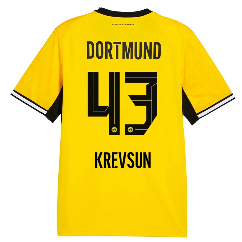 Danxen Kinderen Danylo Krevsun #43 Geel Zwart Wit Thuisshirt Thuistenue 2026/27 T-Shirt België