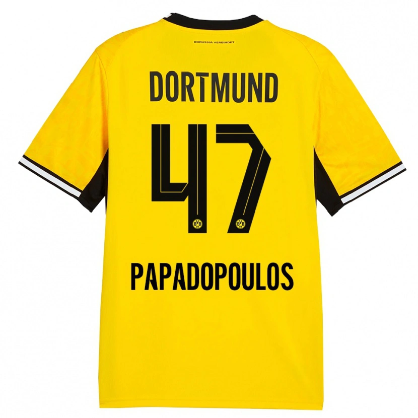 Danxen Kinderen Antonios Papadopoulos #47 Geel Zwart Wit Thuisshirt Thuistenue 2026/27 T-Shirt België