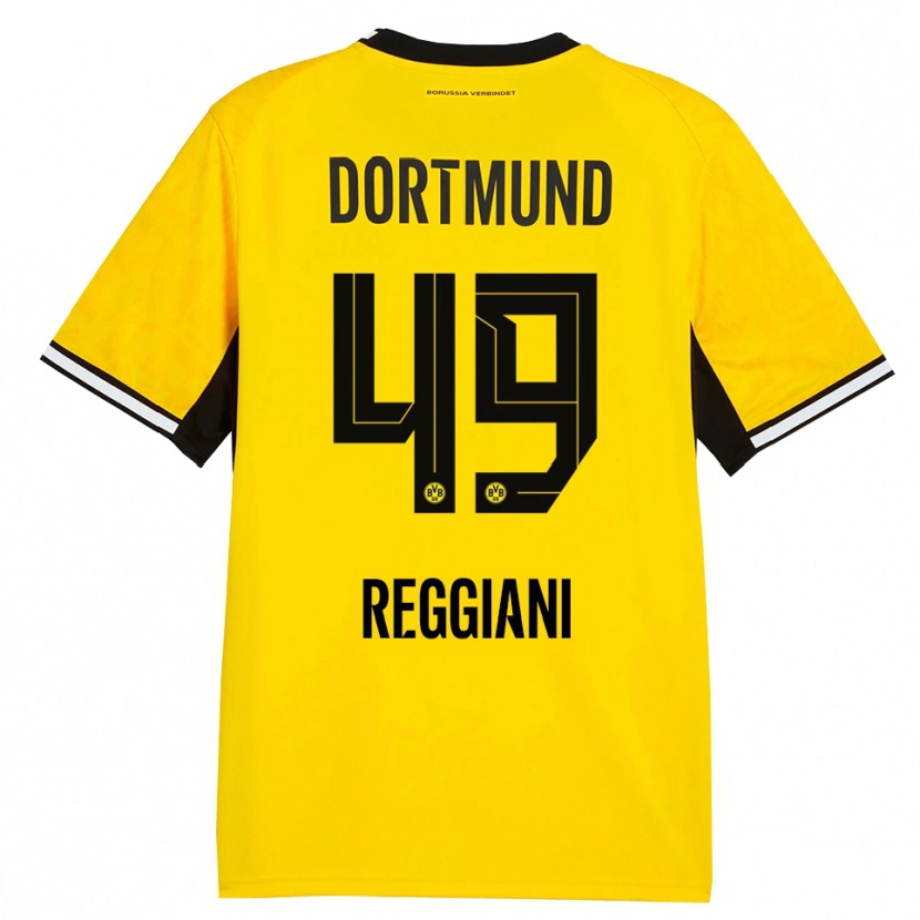 Danxen Kinderen Luca Reggiani #49 Geel Zwart Wit Thuisshirt Thuistenue 2026/27 T-Shirt België