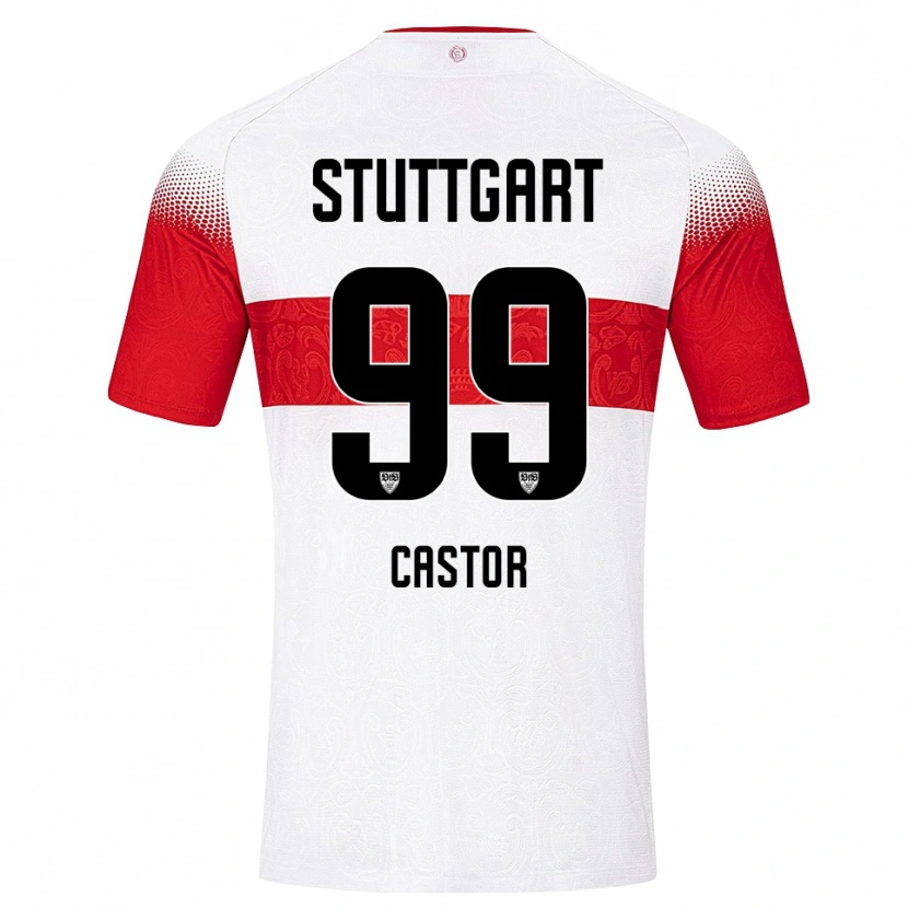 Danxen Kinderen Gillian Castor #99 Wit Rood Geel Thuisshirt Thuistenue 2026/27 T-Shirt België