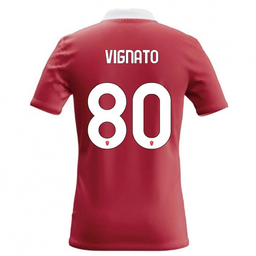 Danxen Kinderen Samuele Vignato #80 Rood Wit Thuisshirt Thuistenue 2026/27 T-Shirt België