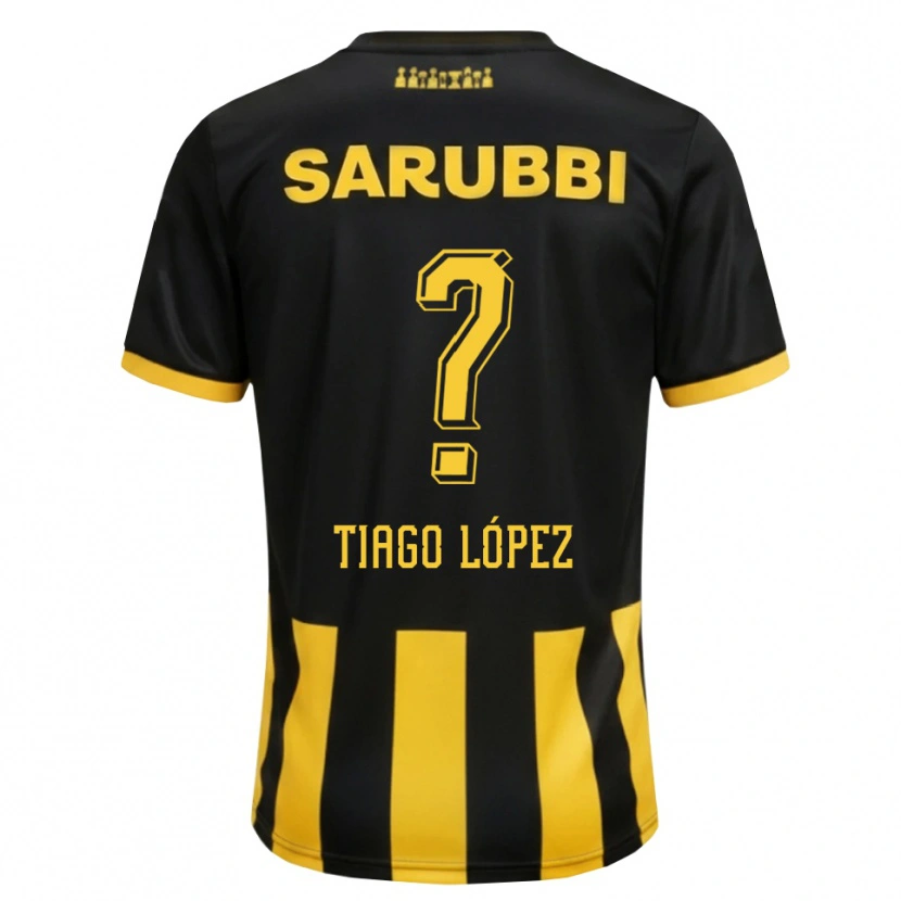 Danxen Kinderen Tiago López #0 Zwart Geel Thuisshirt Thuistenue 2026/27 T-Shirt België