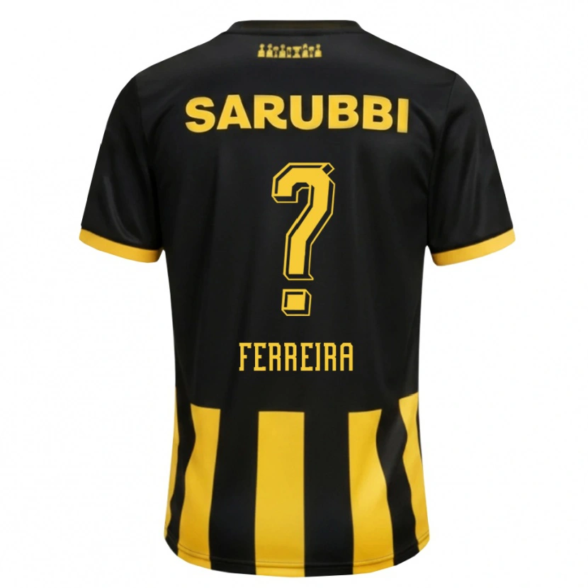 Danxen Kinderen Matías Ferreira #0 Zwart Geel Thuisshirt Thuistenue 2026/27 T-Shirt België