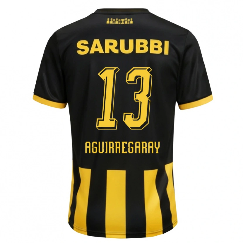 Danxen Kinderen Matías Aguirregaray #13 Zwart Geel Thuisshirt Thuistenue 2026/27 T-Shirt België