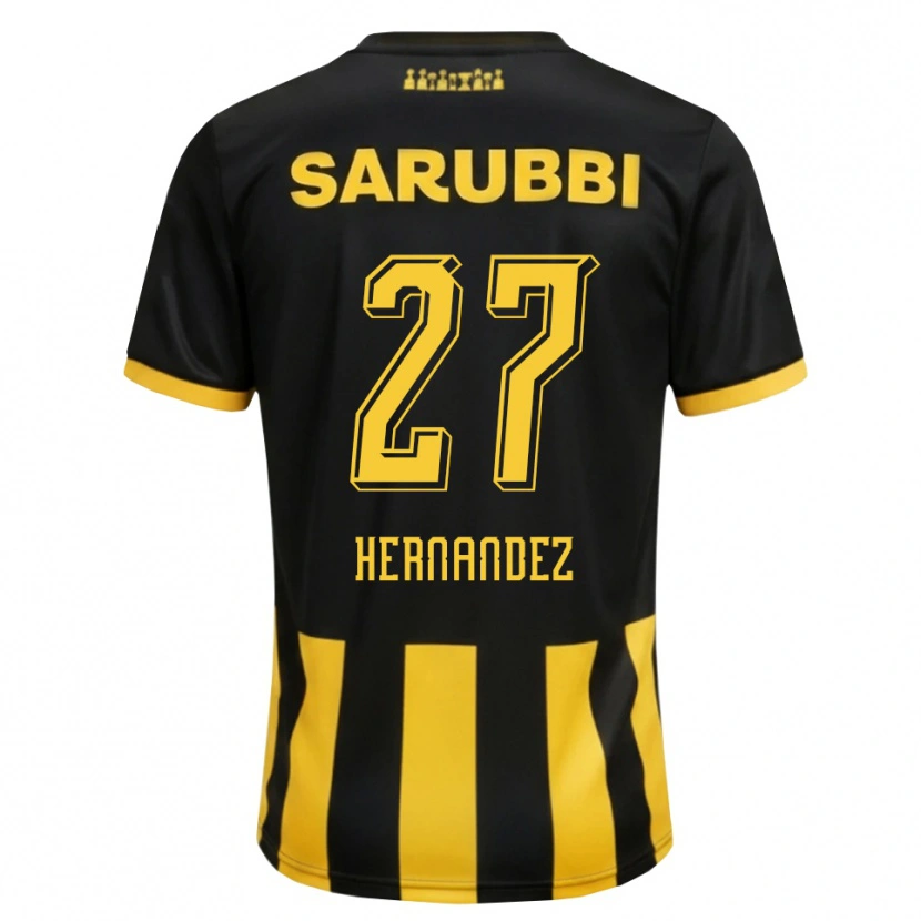 Danxen Kinderen Lucas Hernández #27 Zwart Geel Thuisshirt Thuistenue 2026/27 T-Shirt België