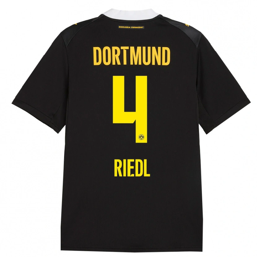 Danxen Kinderen Jan-Luca Riedl #4 Zwart Rood Geel Uitshirt Uittenue 2026/27 T-Shirt België