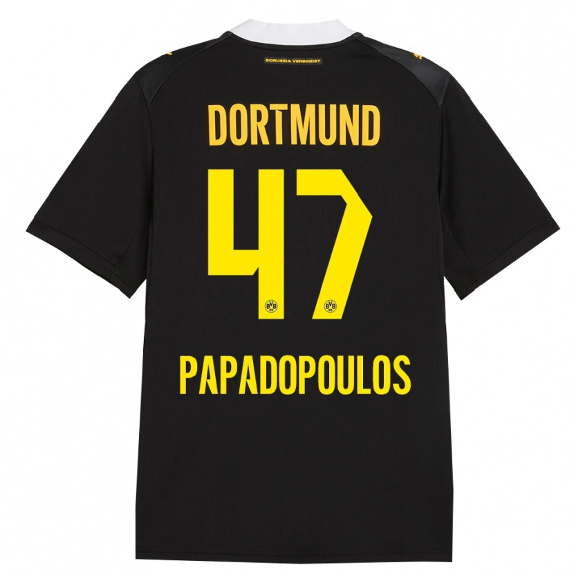 Danxen Kinderen Antonios Papadopoulos #47 Zwart Rood Geel Uitshirt Uittenue 2026/27 T-Shirt België