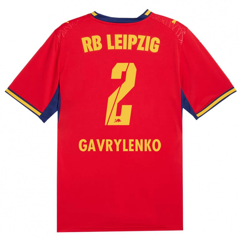 Danxen Kinderen Oleksandr Gavrylenko #2 Rood Geel Koninklijk Blauw Uitshirt Uittenue 2026/27 T-Shirt België