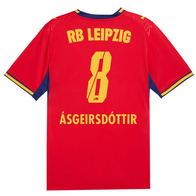 Danxen Kinderen Emilía Kiær Ásgeirsdóttir #8 Rood Geel Koninklijk Blauw Uitshirt Uittenue 2026/27 T-Shirt België