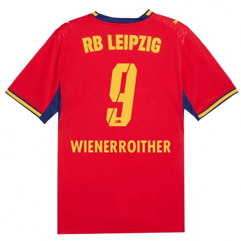 Danxen Kinderen Katja Wienerroither #9 Rood Geel Koninklijk Blauw Uitshirt Uittenue 2026/27 T-Shirt België