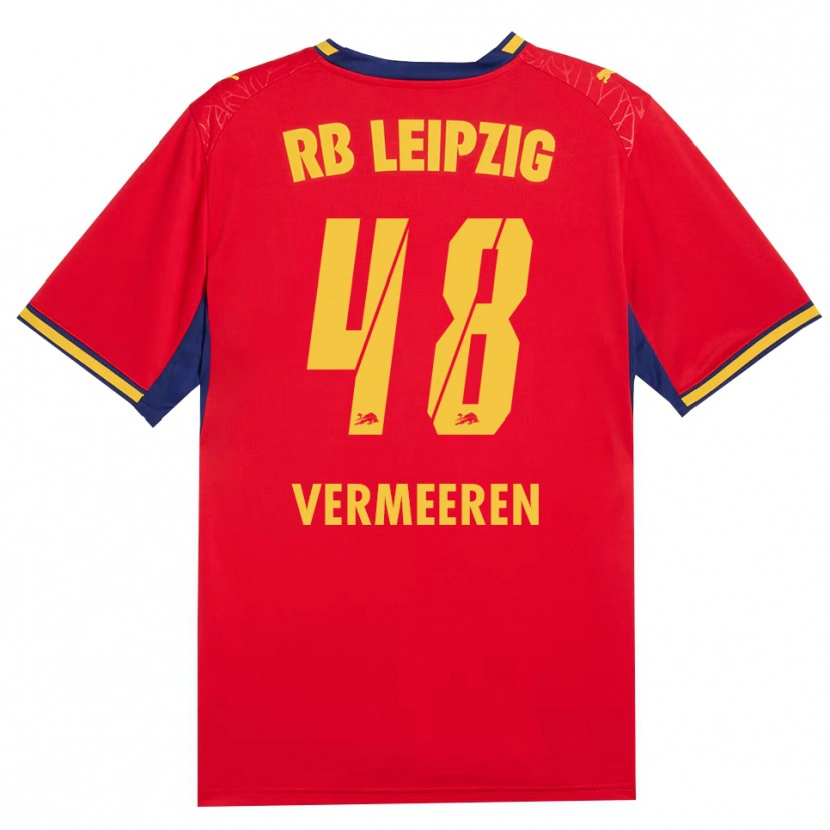 Danxen Kinderen Arthur Vermeeren #48 Rood Geel Koninklijk Blauw Uitshirt Uittenue 2026/27 T-Shirt België