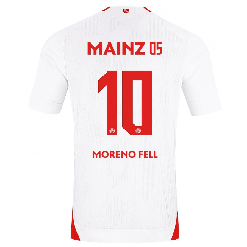 Danxen Kinderen Fabio Moreno Fell #10 Wit Rood Geel Uitshirt Uittenue 2026/27 T-Shirt België