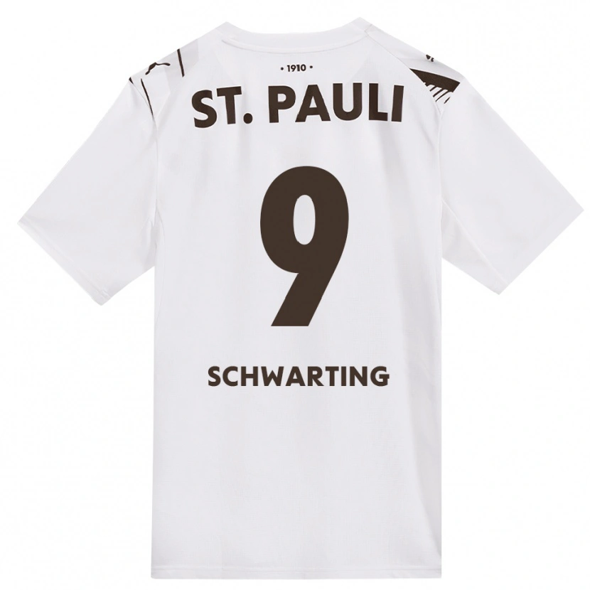 Danxen Kinderen Dominik Schwarting #9 Cafe Wit Rood Uitshirt Uittenue 2026/27 T-Shirt België