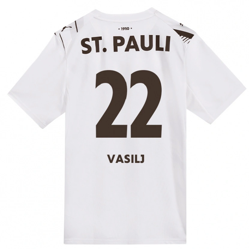 Danxen Kinderen Nikola Vasilj #22 Cafe Wit Rood Uitshirt Uittenue 2026/27 T-Shirt België