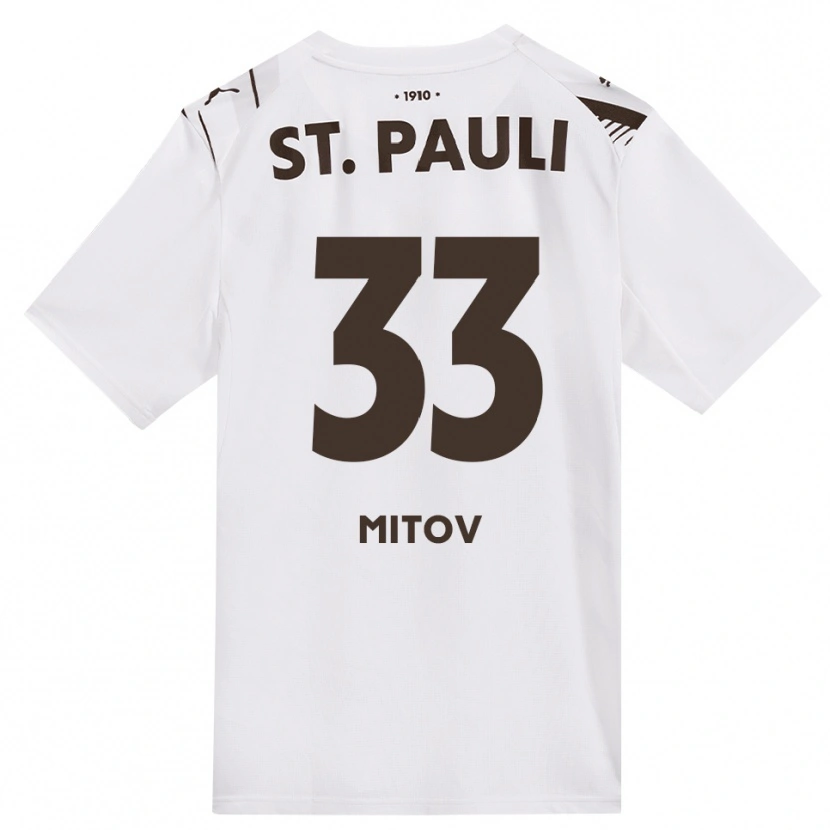 Danxen Kinderen Dimitar Mitov #33 Cafe Wit Rood Uitshirt Uittenue 2026/27 T-Shirt België