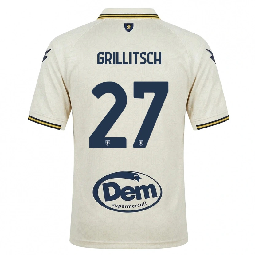 Danxen Kinderen Florian Grillitsch #27 Oldlace Geel Zwart Uitshirt Uittenue 2026/27 T-Shirt België