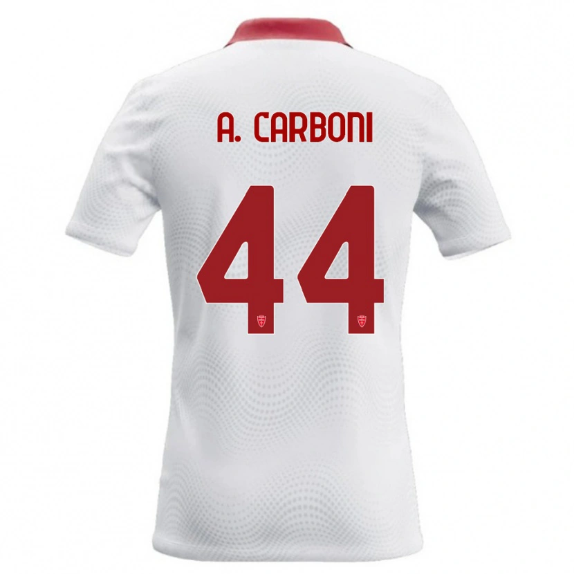 Danxen Kinderen Andrea Carboni #44 Wit Rood Uitshirt Uittenue 2026/27 T-Shirt België