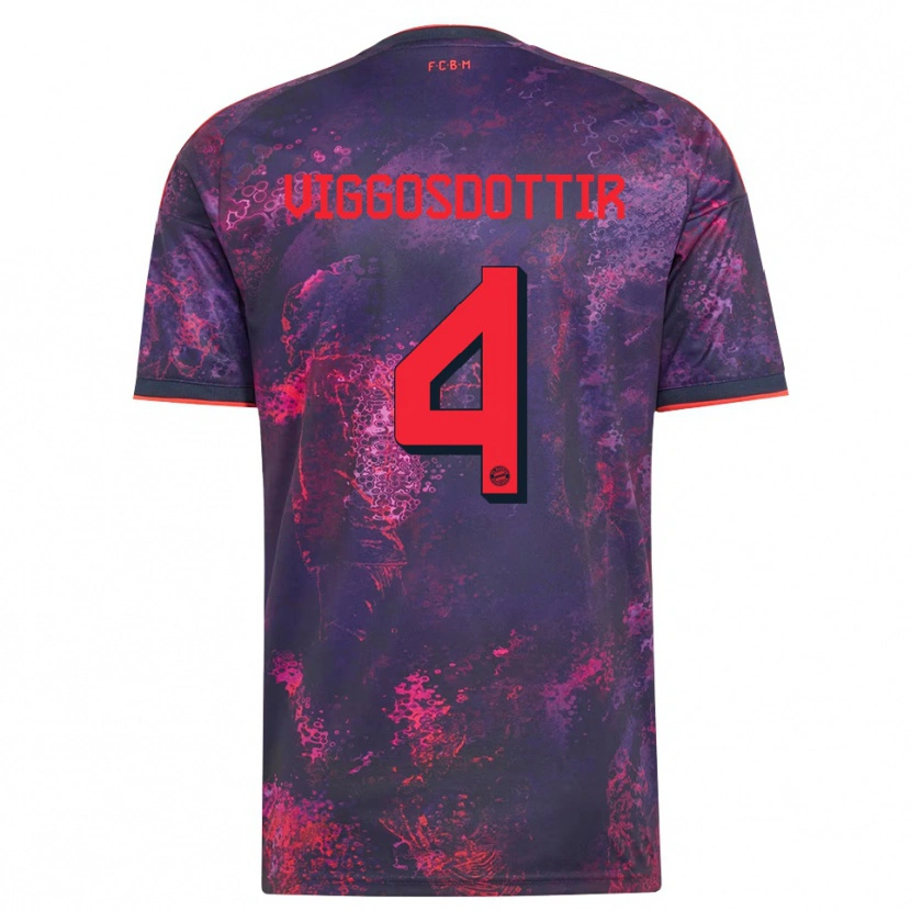 Danxen Kinderen Glódís Perla Viggósdóttir #4 Paars Rood Thuisshirt Derde Tenue 2026/27 T-Shirt België