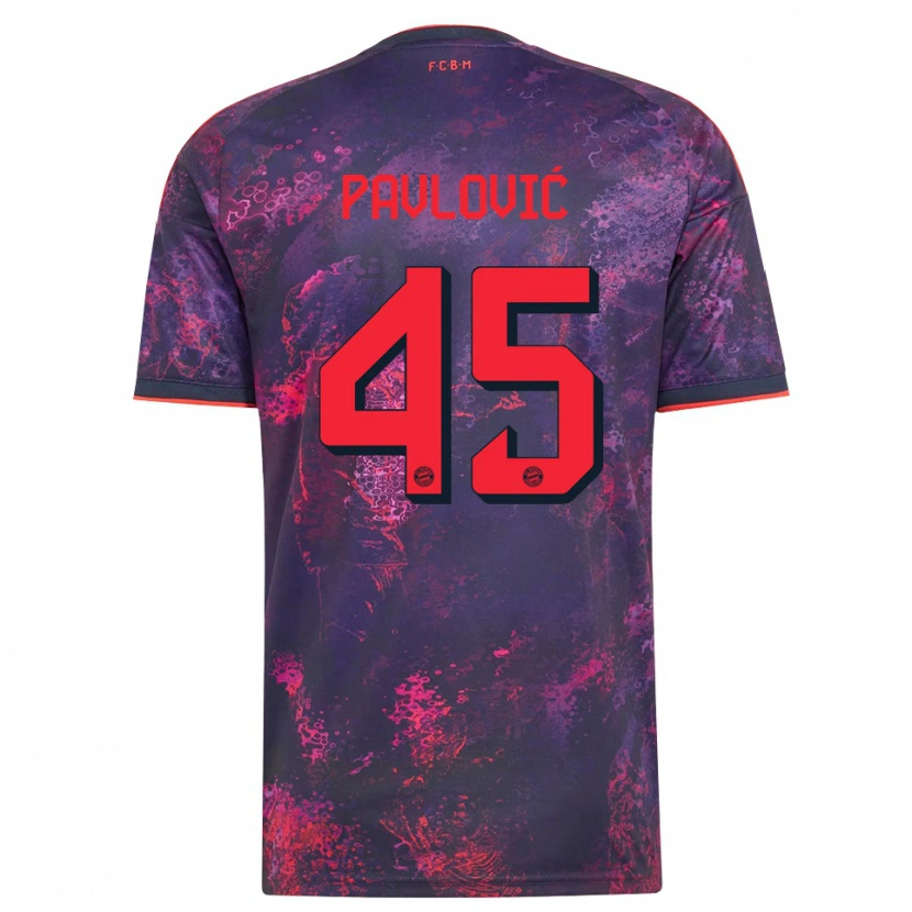 Danxen Kinderen Aleksandar Pavlovic #45 Paars Rood Thuisshirt Derde Tenue 2026/27 T-Shirt België