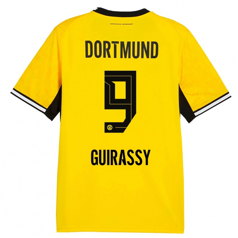 Danxen Heren Serhou Guirassy #9 Geel Zwart Wit Thuisshirt Thuistenue 2026/27 T-Shirt België